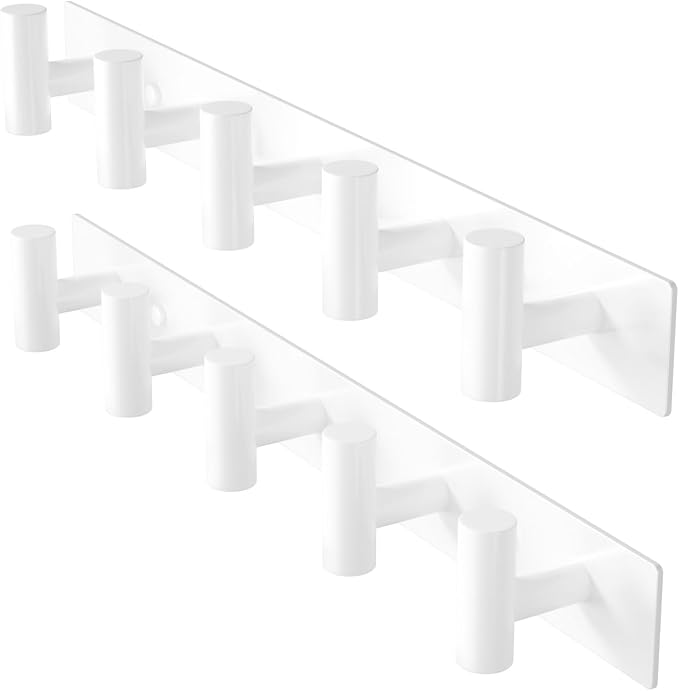 GWAAZXGZ White Wall Mounted Coat Rack – 5 T-Shaped Pegs by GWAAZXGZ