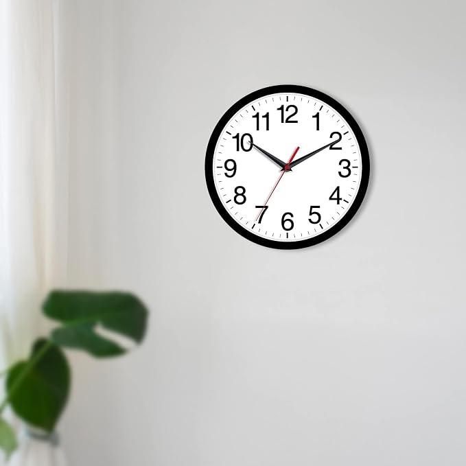 Rohioue Wall Clock Modern 10 Inch Black Battery Operated Silent Non Ticking - Image 5