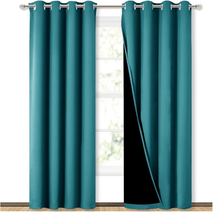 NICETOWN 100% Blackout Curtains 84 inches Long, Pair of Energy Smart & Noise - Image 2