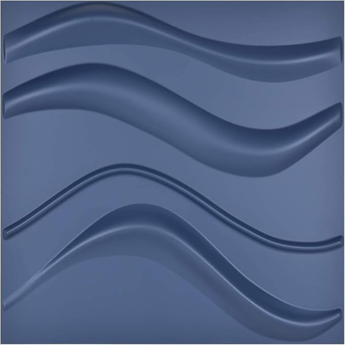 Art3d Navy Blue 3D Wall Panel PVC Slim Wave Covers 32 Sqft, by Art3d