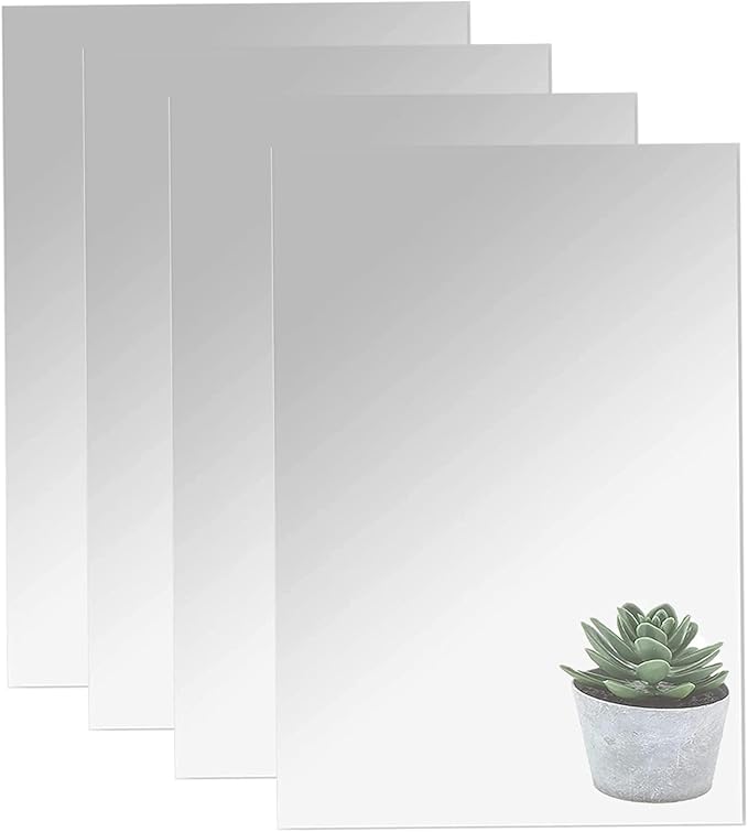16"x 12"x 4Pcs Acrylic Mirror Sheet, Flexible Non Glass Full Length Full Body by DARENYI