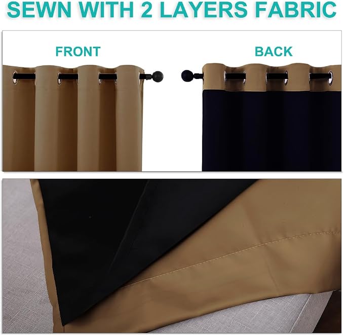 NICETOWN 100% Blackout Blinds, 70 inches x 108 inches, Laundry Room Decor - Image 5