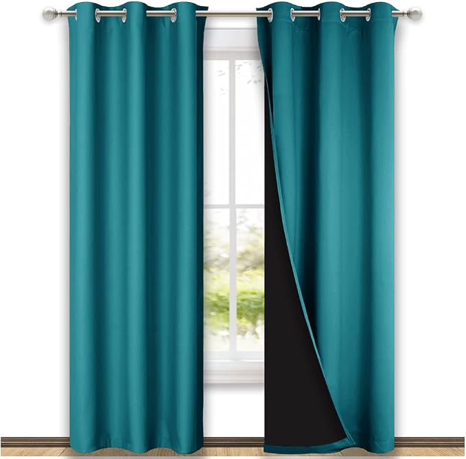 NICETOWN Peacock Teal Blackout Curtains 80 inches Long, Full Light Blocking by NICETOWN