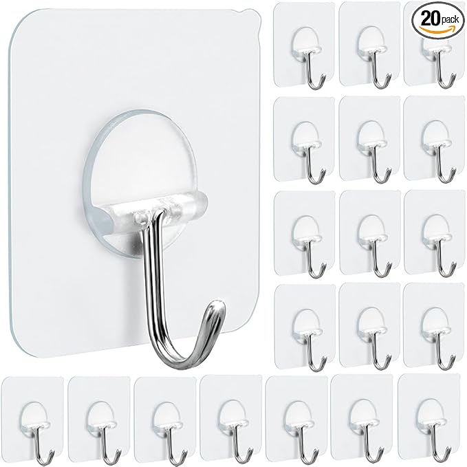 FOTYRIG Clear Adhesive Hooks 180° Rotatable Transparent Sticky Hooks, Heavy by FOTYRIG