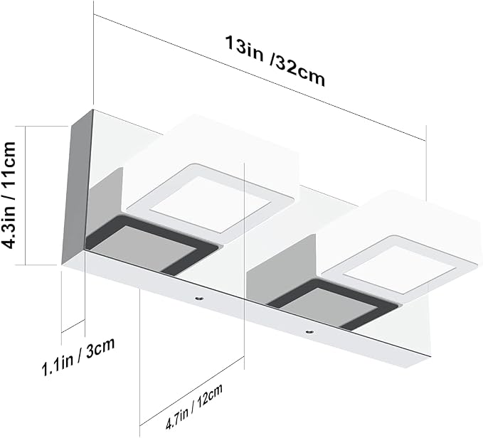 Ralbay Modern LED Vanity Light 2 Light Acrylic Stainless Steel - Image 6
