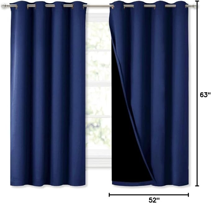 NICETOWN 100% Blackout Curtain Panels, Thermal Insulated Black Liner Curtains - Image 9
