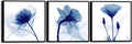 Wieco Art Framed Wall Art Blue Abstract Flowers 3 Panels Canvas Prints Home Art by WiecoArt