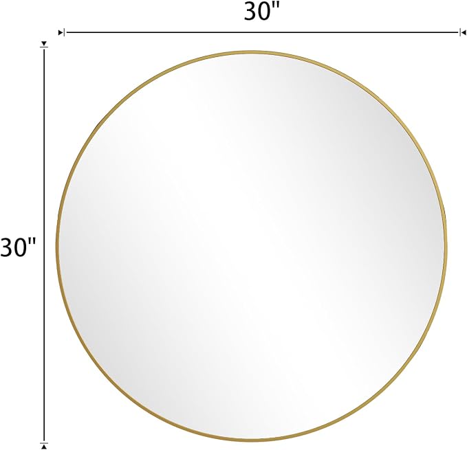 BEAUTYPEAK 30 Inch Round Mirror, Metal Frame Circle Mirror, Wall Mounted - Image 9