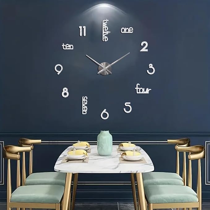 Large Modern Art Deco Wall Clock Silent Acrylic Unique Decorative Wall Clocks by Unknown