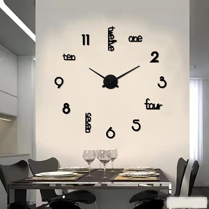 Large Modern Art Deco Wall Clock Silent Acrylic Unique Decorative Wall Clocks by Unknown