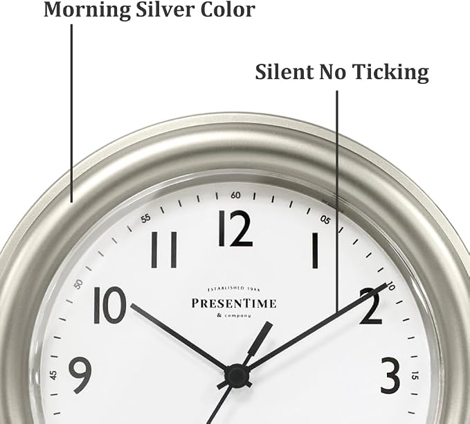 Presentime & Co. 8.5" Modern Farmhouse Essential Wall Clock, Silent Non Ticking - Image 2
