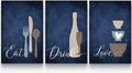 GUBIYU Kitchen Wall Art Set of 3, Rustic Farmhouse Decor, Eat Drink Love Sign by GUBIYU