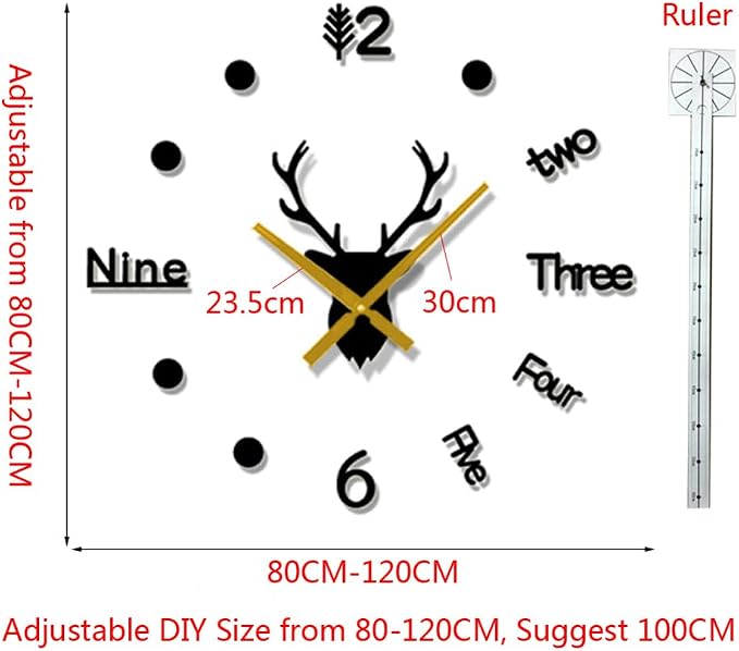 DIY 3D Wall Clock Large Frameless Watch Mirror Surface Wall Art Clock - Image 3