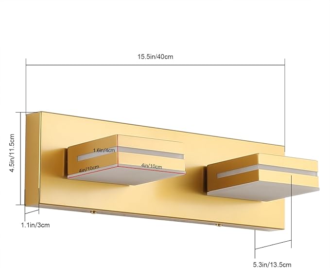 SineRise LED Modern Bathroom Vanity Light Fixtures, Matte Gold Modern Acrylic - Image 5
