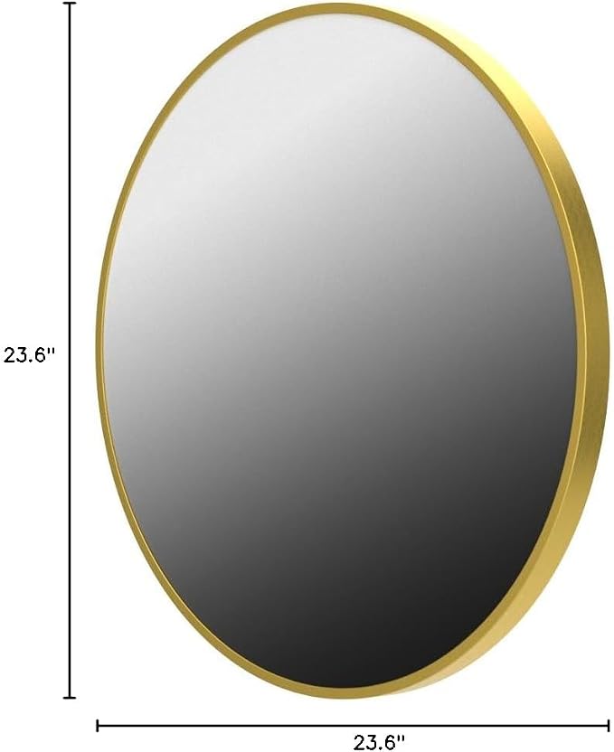 HARRITPURE 24 Inch Round Mirror, Modern Aluminum Alloy Frame Wall Mounted - Image 10