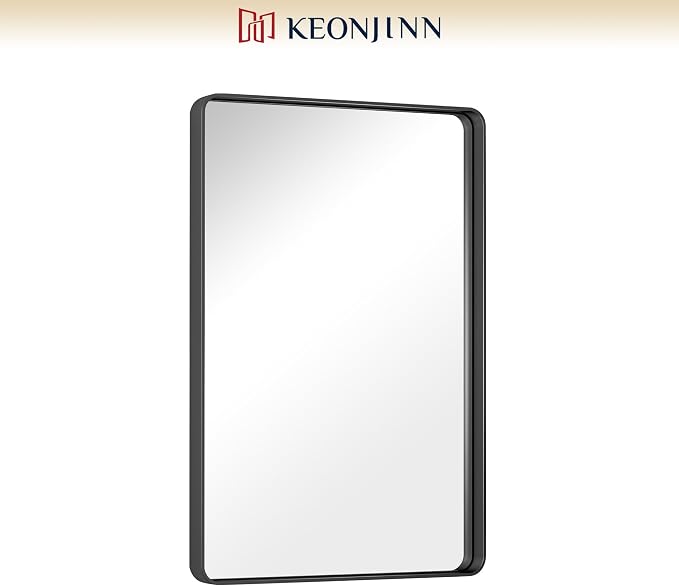 Keonjinn Black Bathroom Mirror for Vanity, Tempered Glass, Anti-Rust - Image 9
