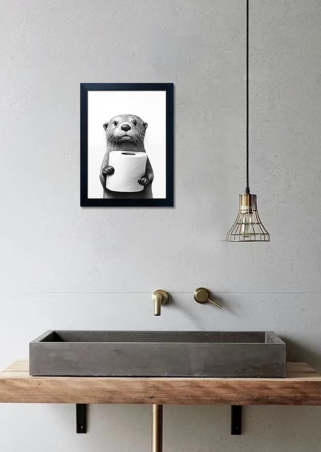 Bathroom Picture Wall Decor, Framed Black and White Bathroom Wall Art, Toilet - Image 9
