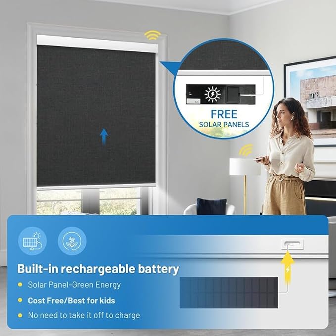Motorized Blinds with Remote, Cordless Smart Blinds with Valance Cover - Image 2