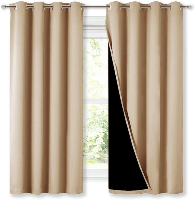 NICETOWN Bedroom Full Blackout Curtain Panels, Super Thick Insulated Window by NICETOWN