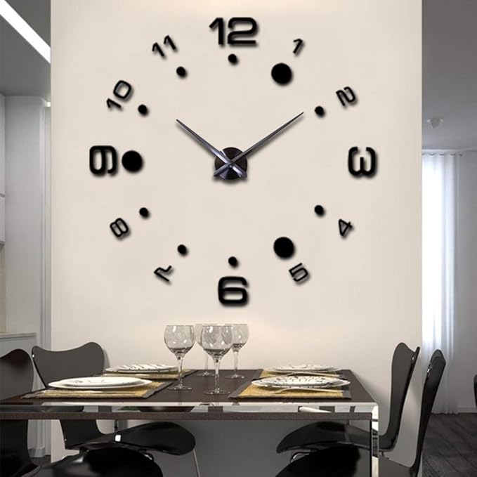 DIY 3D Wall Clock Large Frameless Watch Mirror Surface Wall Art Clock by LOZMOM
