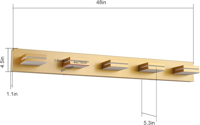 SineRise LED Modern Bathroom Vanity Light Fixtures, Matte Gold Modern Acrylic - Image 5