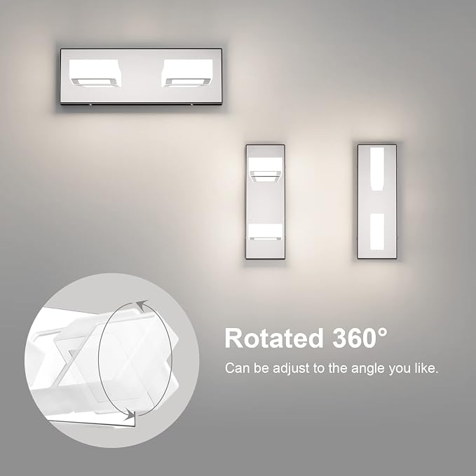 Ralbay Modern Chrome Vanity Light 2 Light Acrylic Stainless Steel Chrome - Image 2