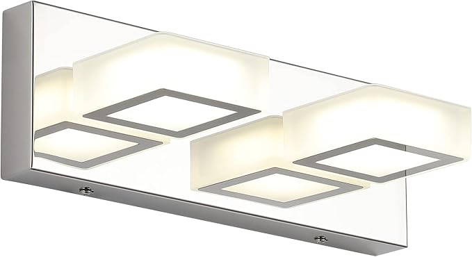 Ralbay Modern Chrome Vanity Light 2 Light Acrylic Stainless Steel Chrome by RalbayLighting