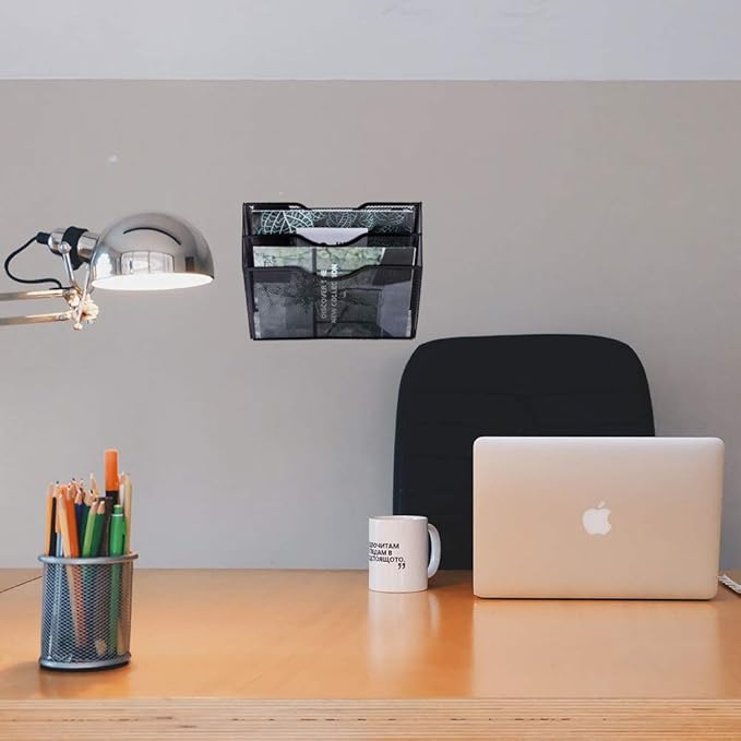 EASEPRES 3 Pocket Mesh Hanging Wall File Organizer, Wall Mounted Mail Paper - Image 5