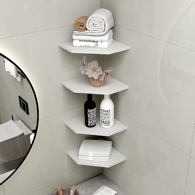 WELLAND 12-Inch Floating Corner Shelves Set of 2, Wall Mounted Storage Shelf - Image 6