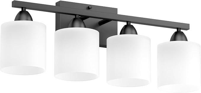 Black Bathroom Lighting Fixtures Over Mirror, 4-Light Anti-Rust Vanity Light - Image 8
