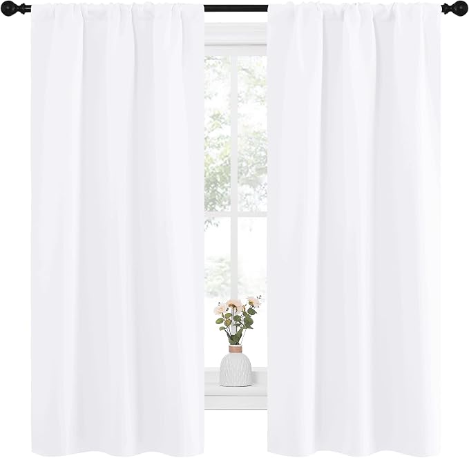 NICETOWN White Curtains for Bedroom, Short Curtains & Draperies for Small Window - Image 2