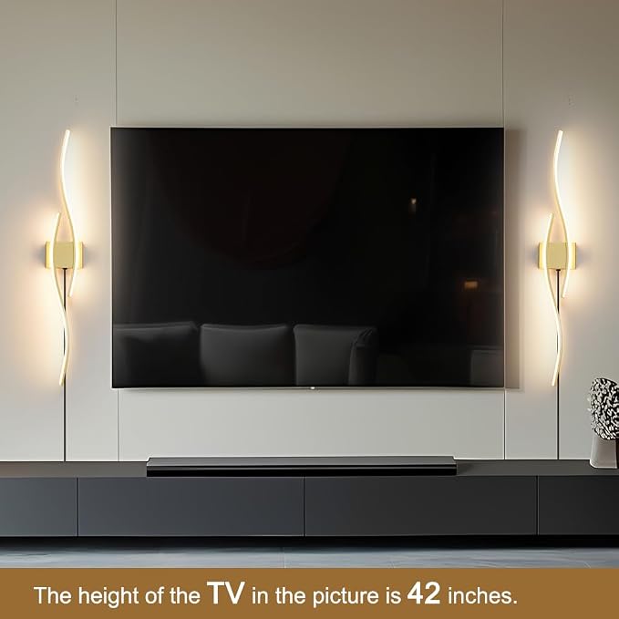 Daunton Modern Gold Plug in Wall Sconces Set of Two, RC Dimmable LED Plug in - Image 2