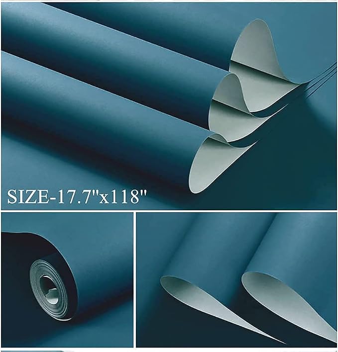 Dimoon 236''x17.7'' Blue Peel and Stick Wallpaper Contact Paper Modern Self - Image 2