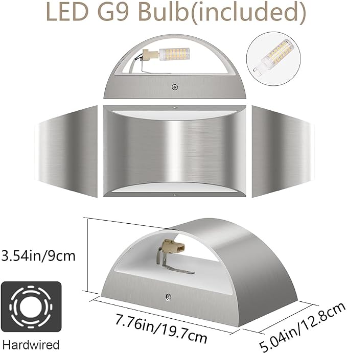 Aipsun Nickel Modern LED Wall Sconce Hardwired Indoor Wall Lights 1 Pack Up and - Image 4