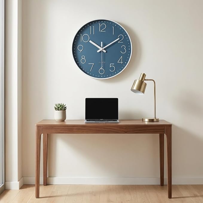 jomparis 10 Inch Cerulean Wall Clock Battery Operated Silent & Non-Ticking Wall - Image 4
