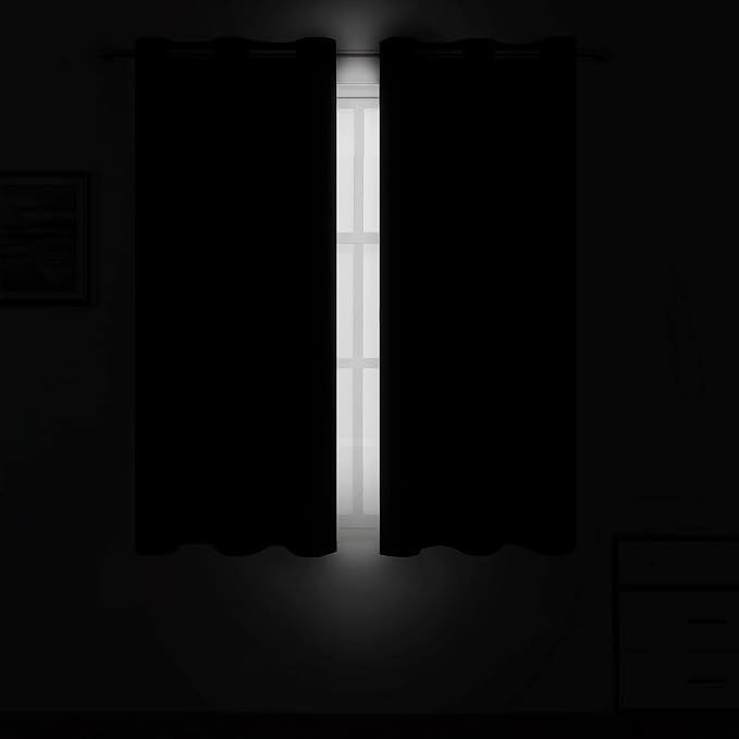 LEMOMO Black Blackout Curtains 34 x 63 Inch Length/Set of 2 Curtain - Image 3