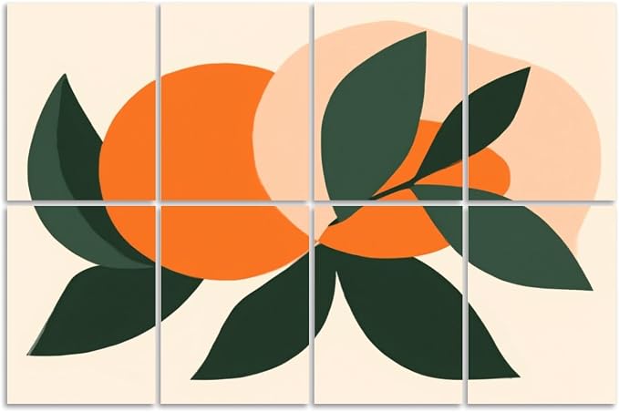 8 Pack Art Acoustic Panels Sound Absorbing Boho Botanical Leaf Orange Green by Unknown