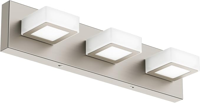 Ralbay Brushed Nickel Bathroom Vanity Lights Metal Acrylic LED Modern Bathroom by RalbayLighting