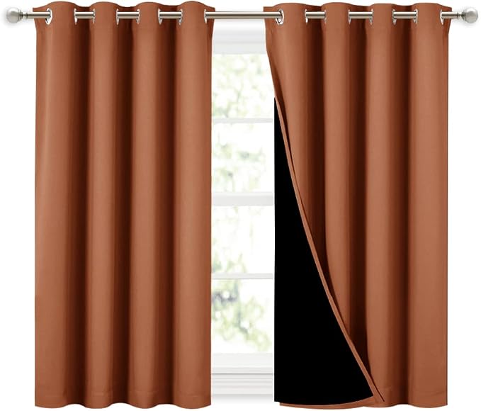 NICETOWN Burnt Orange 100% Blackout Curtains 45 inches Long, 2 Thick Layers by NICETOWN