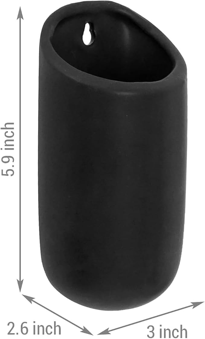 MyGift Set of 4 Mini Matte Black Ceramic Indoor Wall Planter, 6 Inch - Image 5