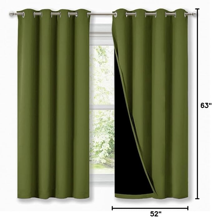 NICETOWN 100% Blackout Curtain Panels, Thermal Insulated Black Liner Curtains - Image 9