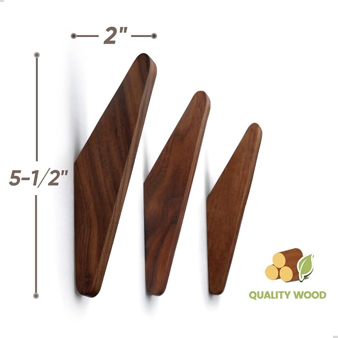 COCOYA 4Pack Wood Hooks Wall Mounted, Minimalist Easy Install Natural Real - Image 6