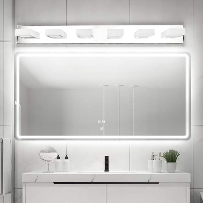 Ralbay Modern LED Bathroom Vanity Lights 6 Lights Acrylic Stainless Steel LED - Image 4