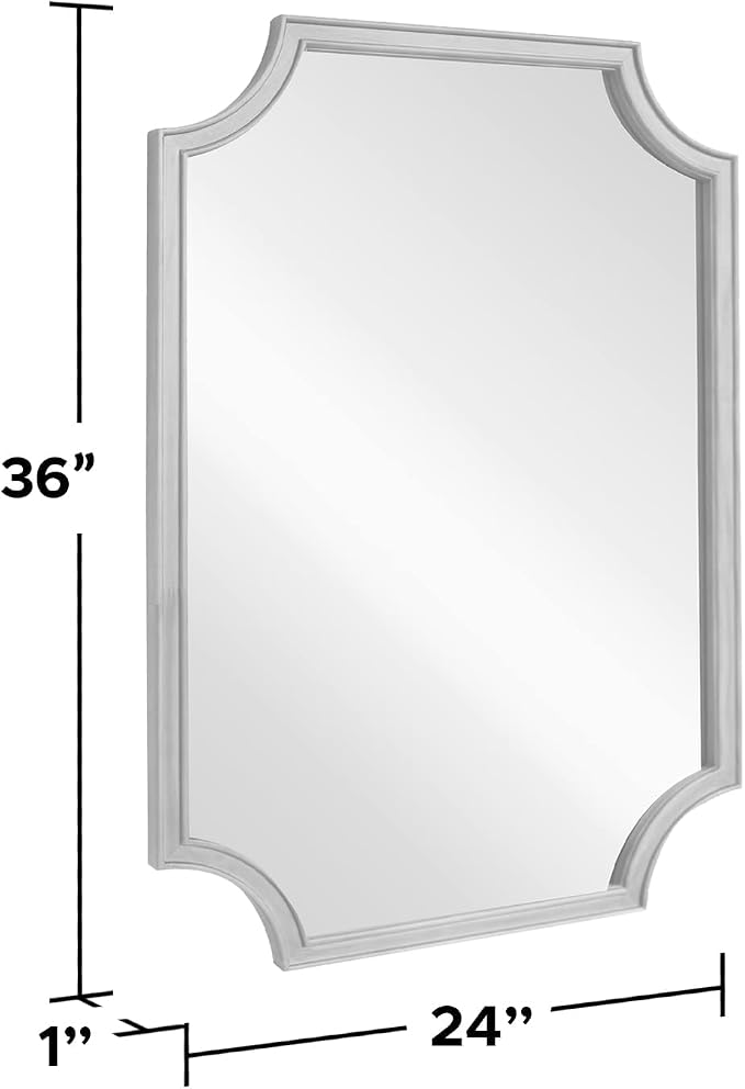 WallBeyond 24" x 36" Full Scalloped Corners Arch Rectangle Wall Mirror - Image 7