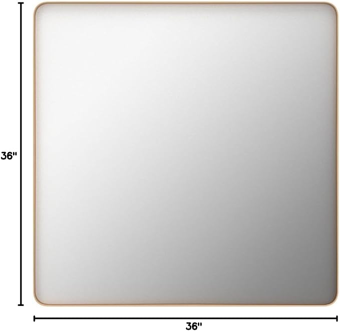 LOAAO 36”X36” Gold Bathroom Mirror, Rounded Rectangle Gold Frame Mirror - Image 8