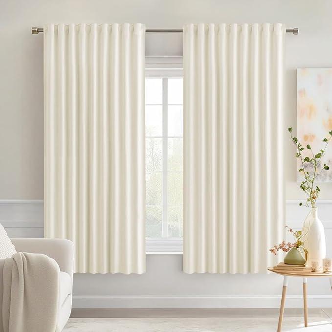 MIULEE Birch Back Tab Blackout Curtains 63 Inch Length 2 Panels Set by MIULEE