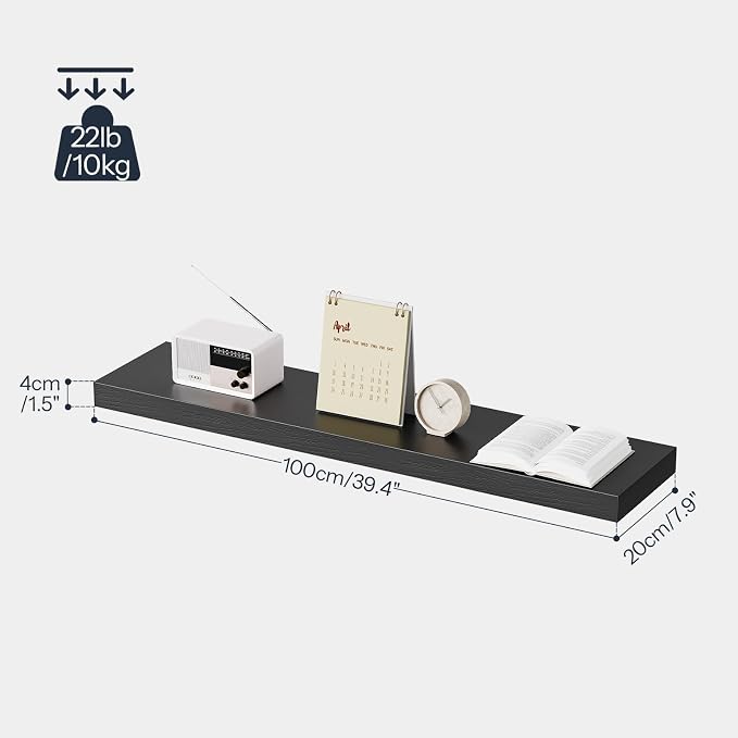 HOOBRO Floating Shelves for Wall, Wall Mounted Shelf Set of 2, 39.4" Hanging - Image 3