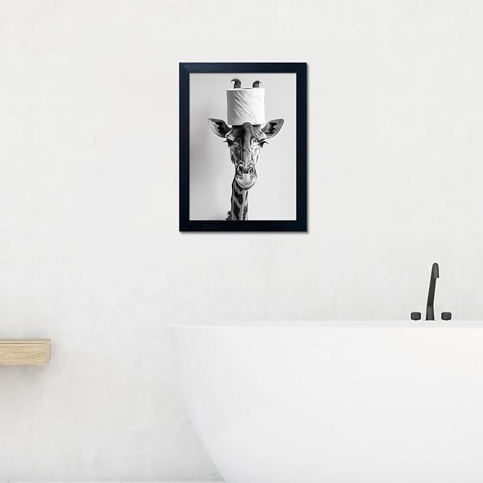 Framed Funny Bathroom Wall Art, Giraffe - Image 9