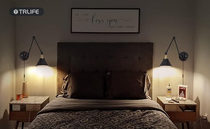 TRLIFE Plug in Wall Sconces, Dimmable Wall Sconce Swing Arm Wall Lights Plug in - Image 7