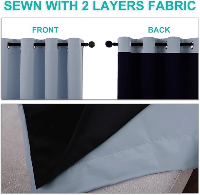 NICETOWN Full Shading Curtains for Windows, Vintage Blue, 70 inches W x 95 - Image 5